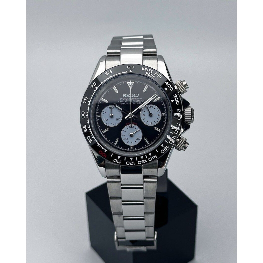 Custom Seiko Mod •  Black Panda Le Man Daytona • 39.5mm
